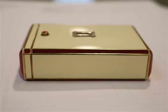 An Art Deco jewelled enamel case, Gorham, dated March 26, 1924, height 3in.